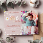 Boho Rainbow Daisy 1er Anniversaire Invitation