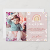 Boho Rainbow Daisy Anniversaire Photo Carte de rem (Devant)