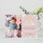Boho Rainbow Daisy Anniversaire Photo Carte de rem (Debout devant)