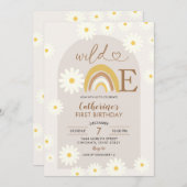 Boho Rainbow Daisy Wild Uitnodiging één dag (Voorkant / Achterkant)