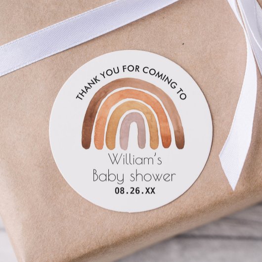 Boho Rainbow Dank u Baby shower Ronde Sticker