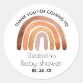Boho Rainbow Dank u Baby shower Ronde Sticker (Voorkant)