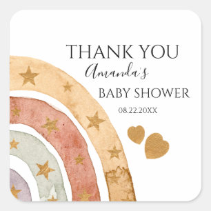 Boho Rainbow Dank u Baby shower Vierkante Sticker