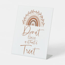 Boho Rainbow Donut Bar Sign, Earthy Tones Reclamebord Met Voetstuk