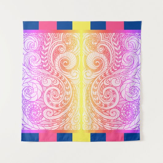 Boho Rainbow Doodle Tapisserie murale (Devant)