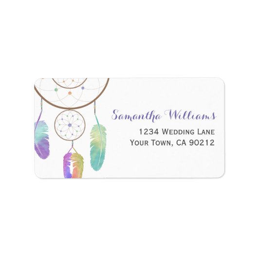 Boho Rainbow Dreamcatcher Etiket (Voorkant)