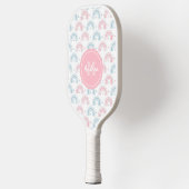 Boho Rainbow Dusty Pink & Blue Moon Monogram Cute Pickleball Paddle (Links)