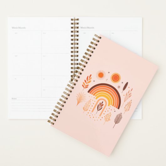 Boho Rainbow Earthy Plantes Weekly Planner (Devant avec enveloppe)