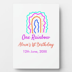 Boho Rainbow één verjaardag kinder heldere retro v Fotoplaat