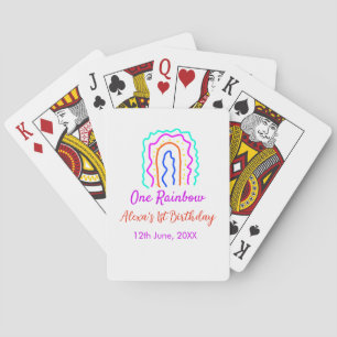Boho Rainbow één verjaardag kinder heldere retro v Pokerkaarten