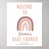 Boho Rainbow en Golden Heart Baby shower Poster (Voorkant)