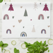 Boho Rainbow en Hearts Kerst Keuken Handdoek (Gevouwen)