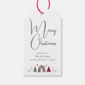 Boho Rainbow en Hearts vrolijk kerstgezin Cadeaulabel (Voorkant)