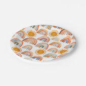 Boho Rainbow en Sun Waterverf Papieren Bordje (Gekanteld)