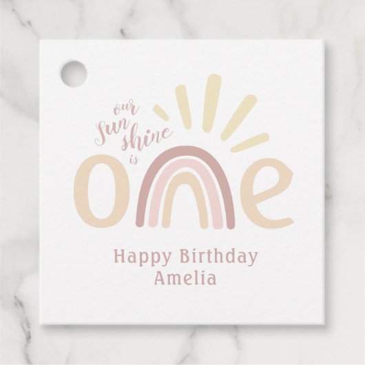 Boho Rainbow en Sunshine 1e verjaardag Bedankjes Labels (Voorkant)