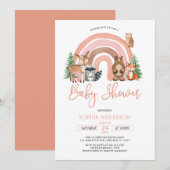 Boho Rainbow en Woodland Animals Baby shower Kaart (Voorkant / Achterkant)