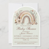 Boho Rainbow Et Fleurs Baby shower Invitation (Devant)
