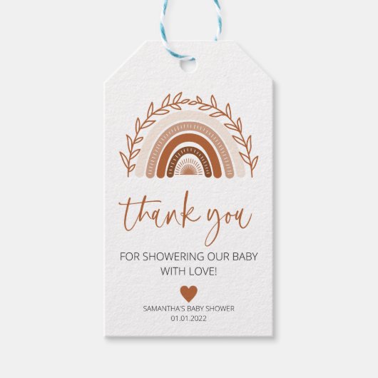 Boho Rainbow Favors Label, Earthy Baby shower Labe Cadeaulabel (Voorkant)