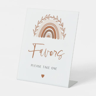 Boho Rainbow Favors Sign, Baby shower Favors-teken Reclamebord Met Voetstuk