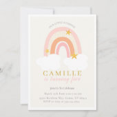 Boho Rainbow First Birthday Invitation Girl, Muted (Devant)