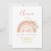 Boho Rainbow First Birthday Invitation Kaart (Voorkant)