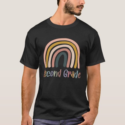 Boho Rainbow First Day of School 2021 Second Grade T-shirt (Voorkant)