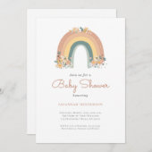 Boho Rainbow Floral Baby shower Uitnodiging (Voorkant / Achterkant)