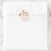 Boho Rainbow Floral Devereaux's Bows Baby shower Ronde Sticker (Tas)