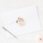 Boho Rainbow Floral Devereaux's Bows Baby shower Ronde Sticker (Envelop)