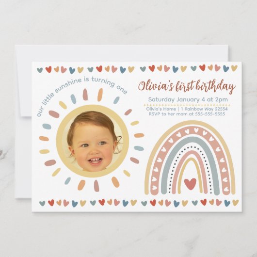 Boho Rainbow | Foto van Little Sunshine Birthday Kaart (Voorkant)