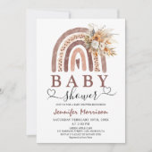Boho Rainbow | Genderneutraal bruin Baby shower Kaart (Voorkant)