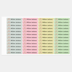 Boho Rainbow Gepersonaliseerde School Naam Labels
