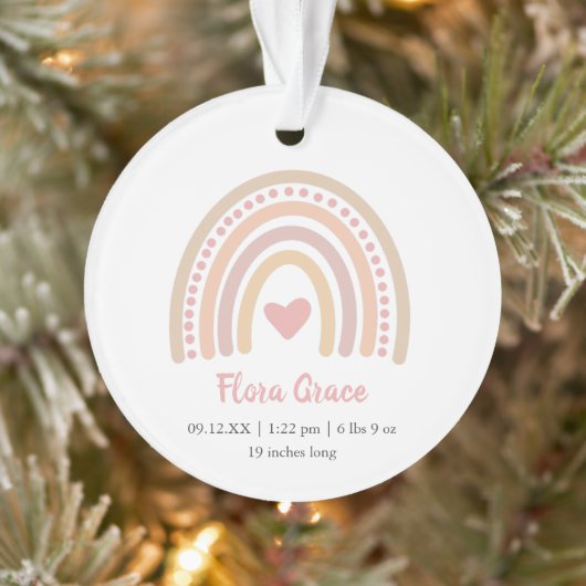 Boho Rainbow Girl Birth Statistiques Photo Baby Ch (Arbre)