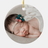 Boho Rainbow Girl Foto Baby's Eerste Kerstmis Keramisch Ornament (Achterkant)