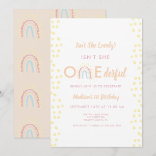 Boho Rainbow Girl Lovely Onederful Birthday Kaart
