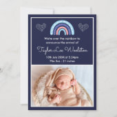Boho Rainbow Girl Marine Faire-part de naissance b (Devant)