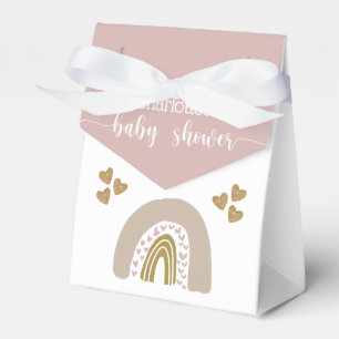 Boho Rainbow Gold Glitter Heart Baby Girl Shower F Bedankdoosjes