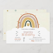 Boho Rainbow Golden Invitation d'anniversaire (Devant / Derrière)