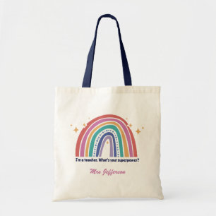Boho Rainbow Grappige en chique leraar aangepaste Tote Bag