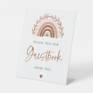Boho Rainbow Guestbook Sign for Baby shower Reclamebord Met Voetstuk
