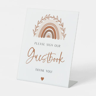 Boho Rainbow Guestbook Sign for Baby shower Reclamebord Met Voetstuk