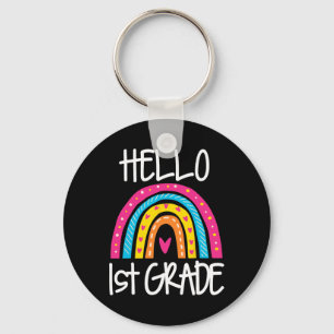 Boho Rainbow Hallo 1e Grade Eerste Dag School Teac Sleutelhanger