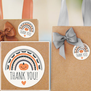 Boho Rainbow Halloween Baby shower Bedankt Ronde Sticker