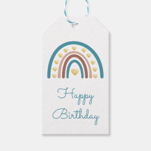 Boho Rainbow Happy Birthday Blue Boy Gift Labels Cadeaulabel