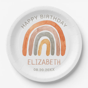 Boho Rainbow Happy Birthday Papieren Bordje