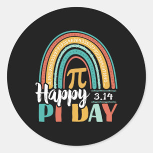 Boho Rainbow Happy Pi Day 3.14 Wiskunde Geek Ronde Sticker