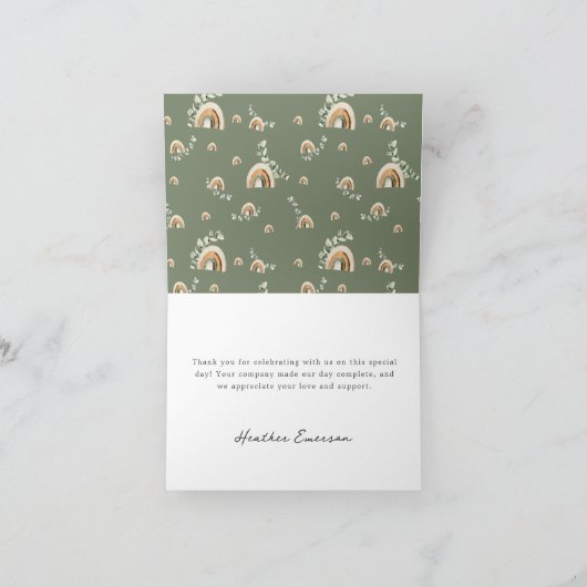 Boho Rainbow Hartelijk dank Bedankkaart (Binnen)