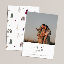 Boho Rainbow & Hearts Joy Verticale Foto Kerstmis