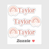 Boho Rainbow Hearts Nom Stickers Vinyl - Set de 3 (Feuille)