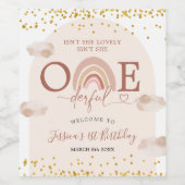 Boho Rainbow is geen nederige verjaardag. Wijn Etiket (Enkel label)